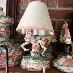 Rare Vintage Pink Victorian Carousel Horse Collection